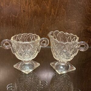 Vintage Crystal Cream & Sugar Set